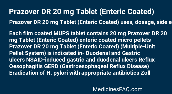 Prazover DR 20 mg Tablet (Enteric Coated)