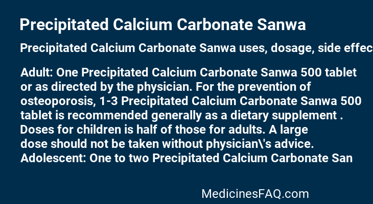 Precipitated Calcium Carbonate Sanwa