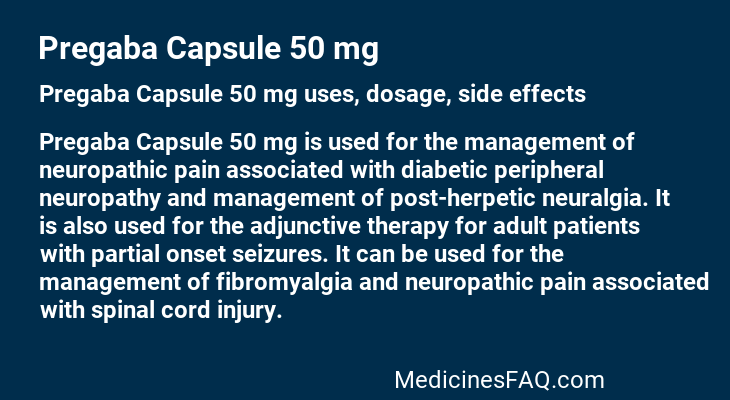 Pregaba Capsule 50 mg