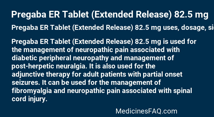 Pregaba ER Tablet (Extended Release) 82.5 mg