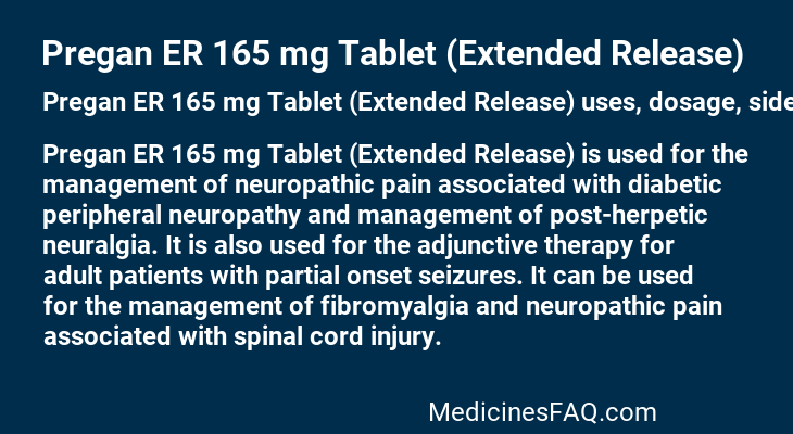 Pregan ER 165 mg Tablet (Extended Release)