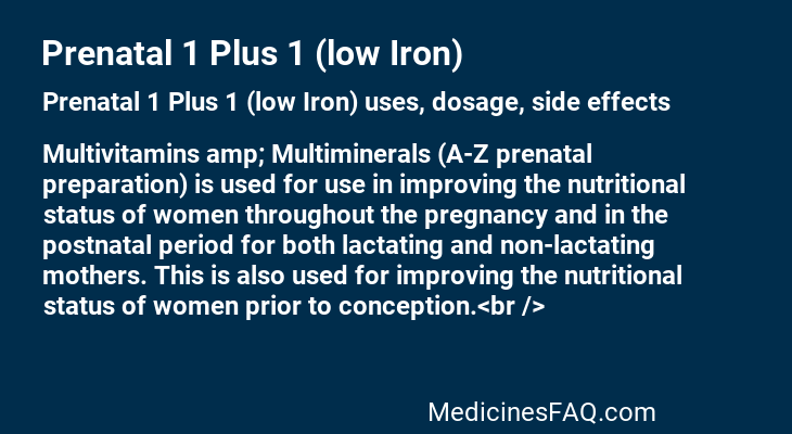 Prenatal 1 Plus 1 (low Iron)