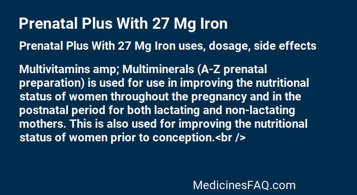 Prenatal Plus With 27 Mg Iron