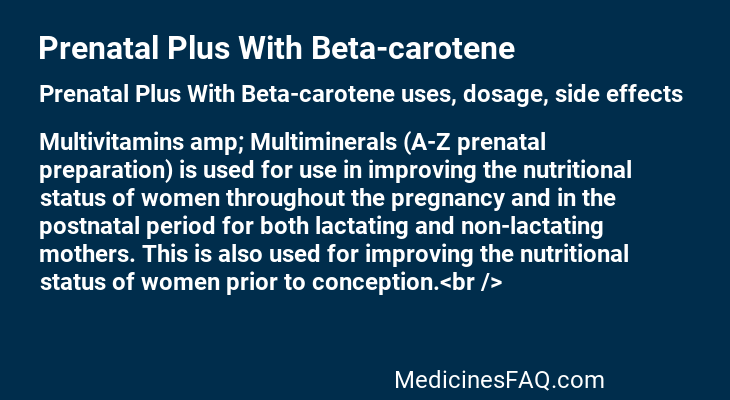 Prenatal Plus With Beta-carotene