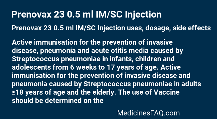 Prenovax 23 0.5 ml IM/SC Injection