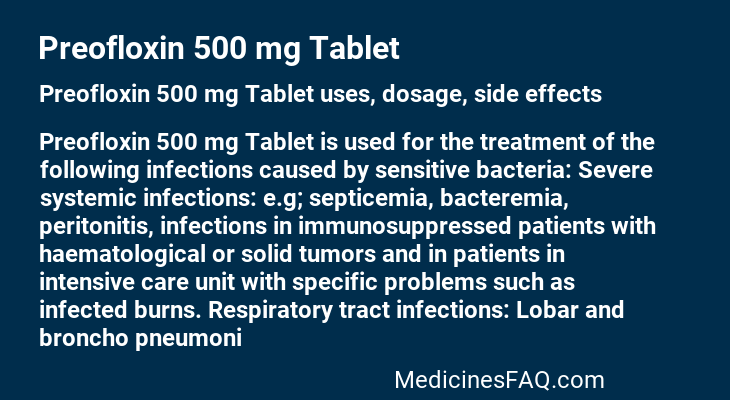 Preofloxin 500 mg Tablet