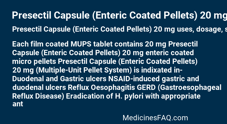 Presectil Capsule (Enteric Coated Pellets) 20 mg