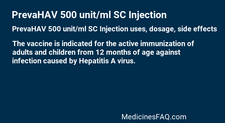 PrevaHAV 500 unit/ml SC Injection