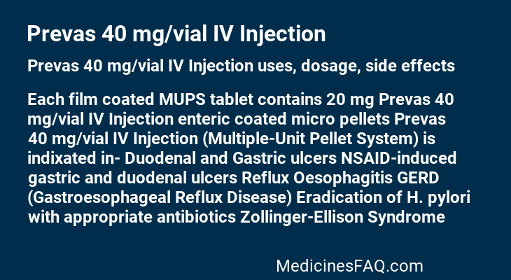 Prevas 40 mg/vial IV Injection