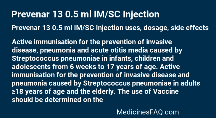 Prevenar 13 0.5 ml IM/SC Injection