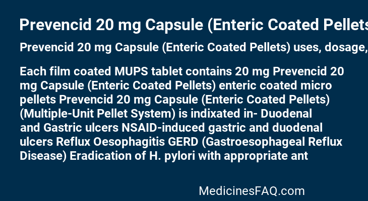 Prevencid 20 mg Capsule (Enteric Coated Pellets)