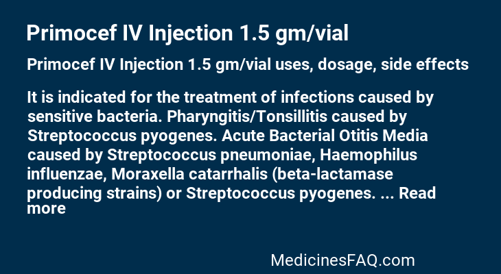 Primocef IV Injection 1.5 gm/vial