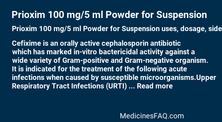 Prioxim 100 mg/5 ml Powder for Suspension