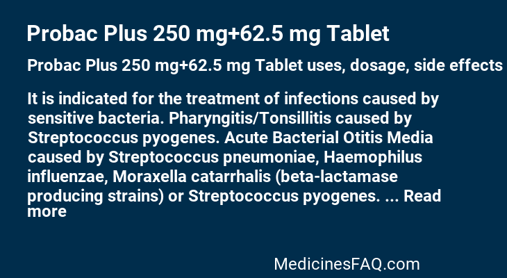 Probac Plus 250 mg+62.5 mg Tablet