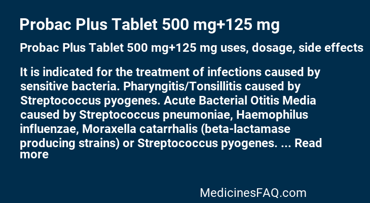 Probac Plus Tablet 500 mg+125 mg