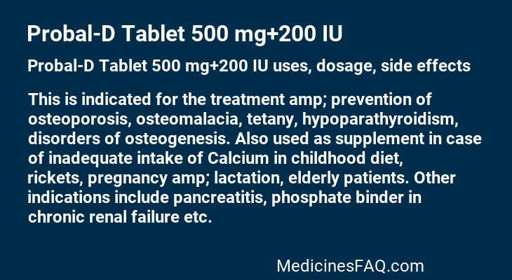 Probal-D Tablet 500 mg+200 IU