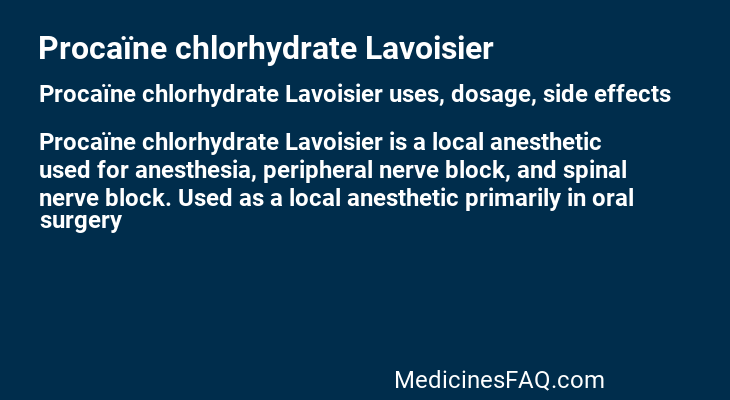 Procaïne chlorhydrate Lavoisier