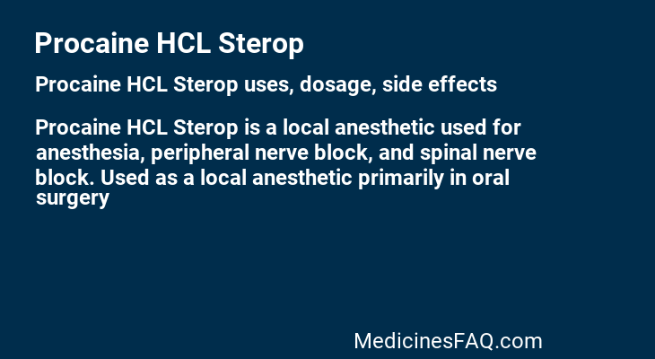 Procaine HCL Sterop