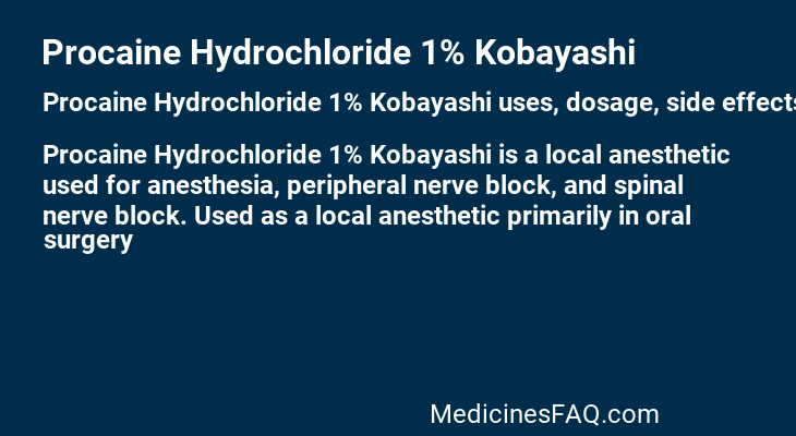 Procaine Hydrochloride 1% Kobayashi