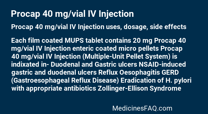 Procap 40 mg/vial IV Injection