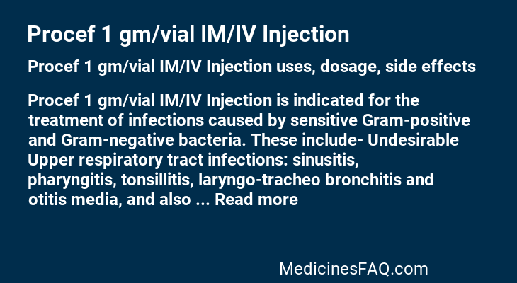 Procef 1 gm/vial IM/IV Injection