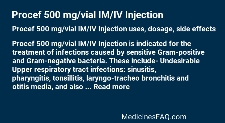 Procef 500 mg/vial IM/IV Injection