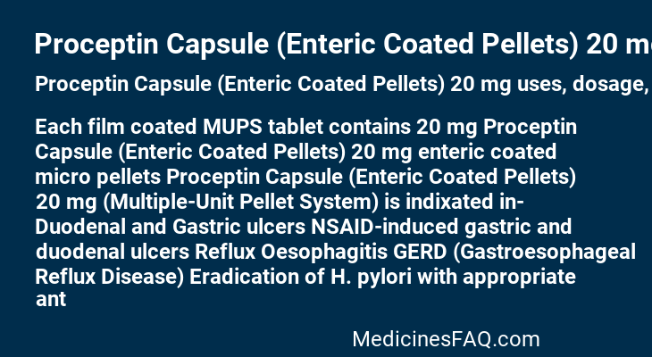 Proceptin Capsule (Enteric Coated Pellets) 20 mg