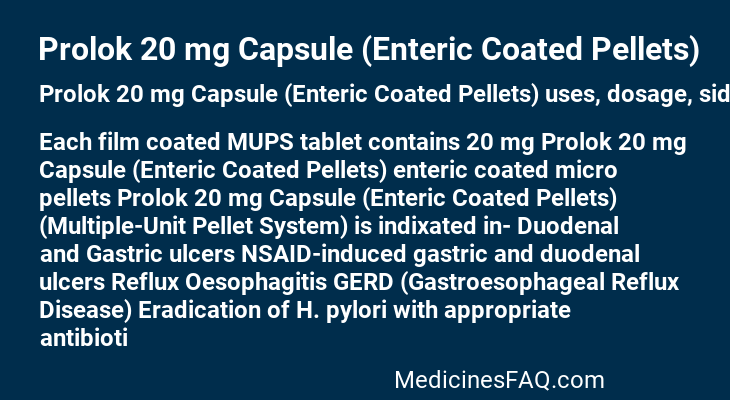 Prolok 20 mg Capsule (Enteric Coated Pellets)