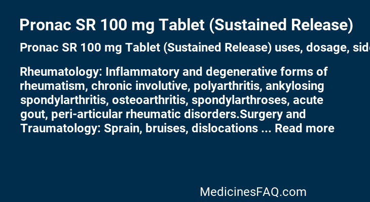 Pronac SR 100 mg Tablet (Sustained Release)