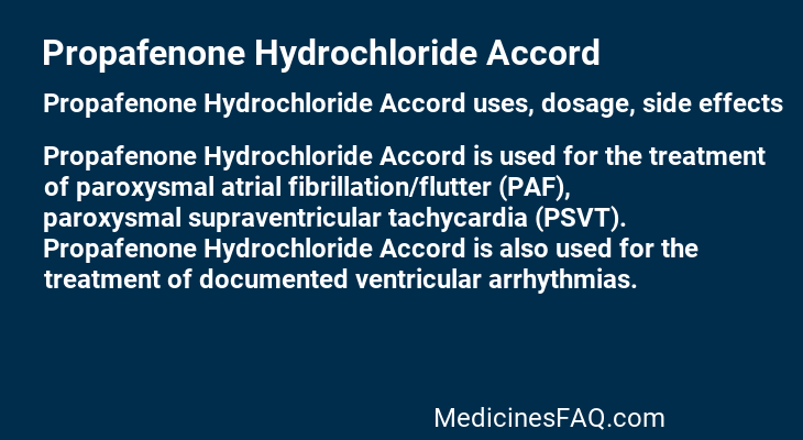 Propafenone Hydrochloride Accord
