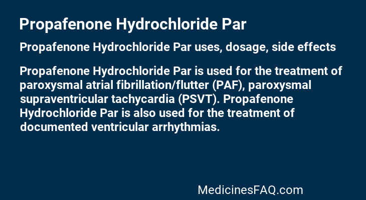 Propafenone Hydrochloride Par