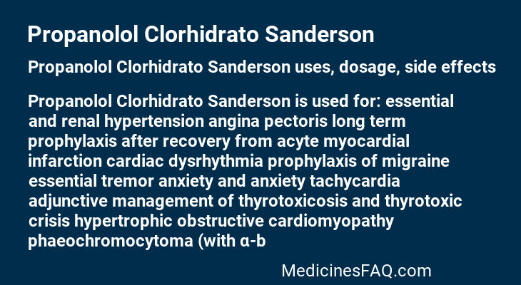 Propanolol Clorhidrato Sanderson