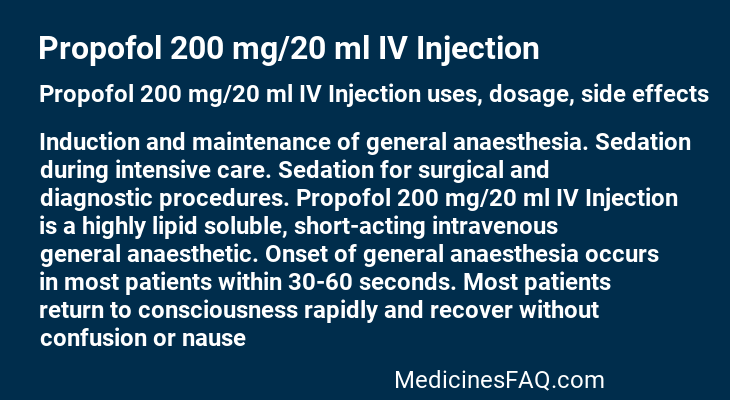 Propofol 200 mg/20 ml IV Injection