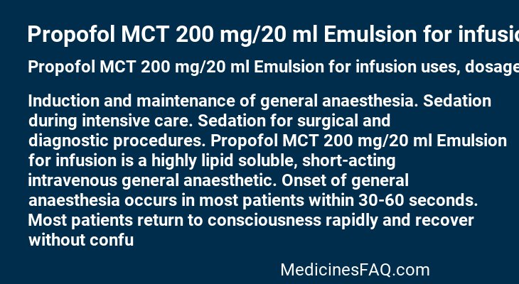 Propofol MCT 200 mg/20 ml Emulsion for infusion