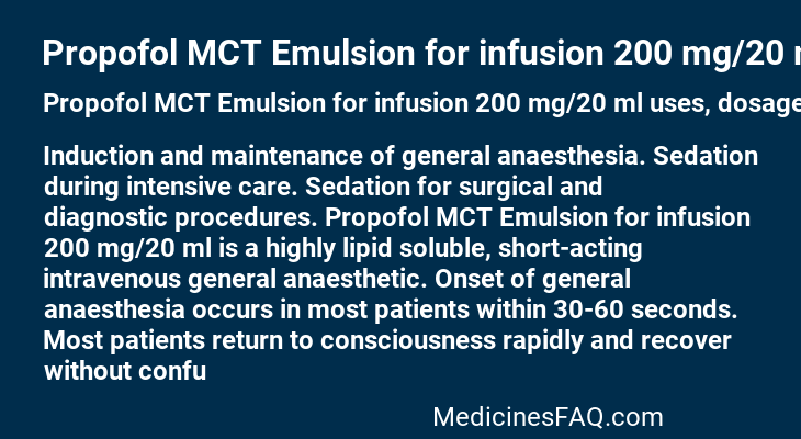 Propofol MCT Emulsion for infusion 200 mg/20 ml