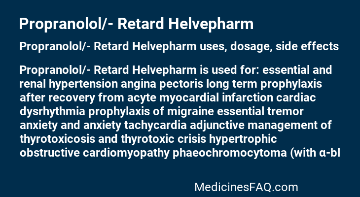 Propranolol/- Retard Helvepharm