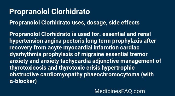 Propranolol Clorhidrato