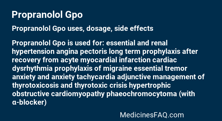 Propranolol Gpo