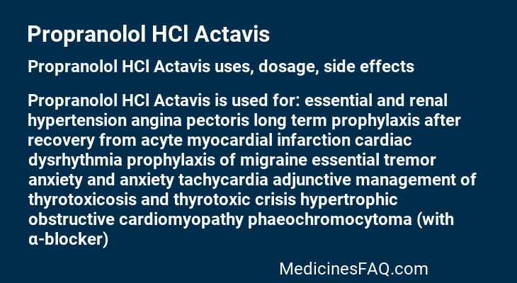 Propranolol HCl Actavis
