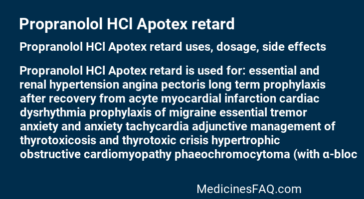 Propranolol HCl Apotex retard
