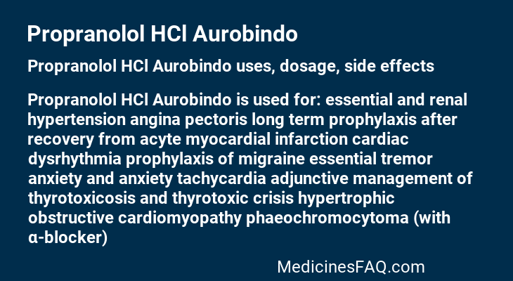 Propranolol HCl Aurobindo