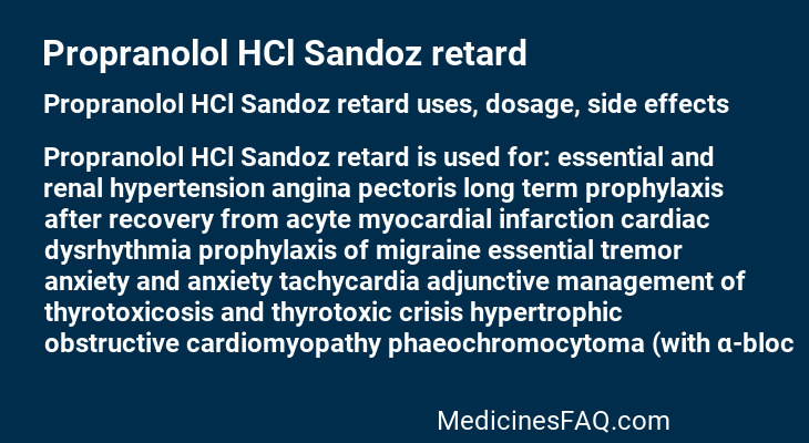 Propranolol HCl Sandoz retard