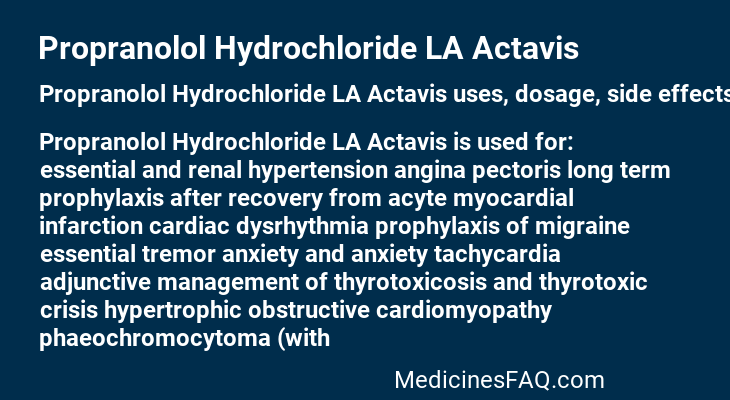 Propranolol Hydrochloride LA Actavis