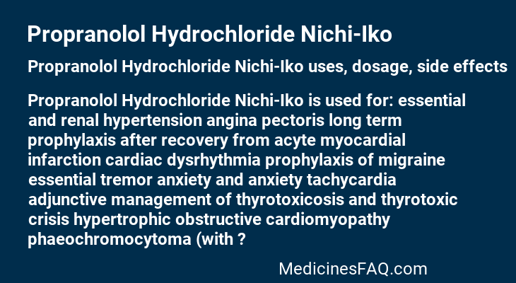 Propranolol Hydrochloride Nichi-Iko