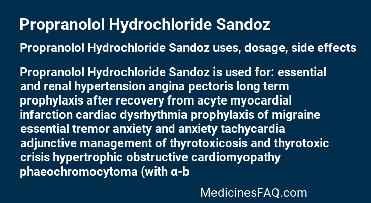Propranolol Hydrochloride Sandoz