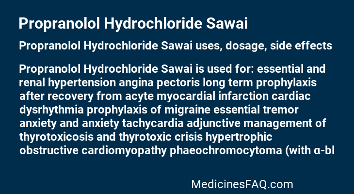 Propranolol Hydrochloride Sawai
