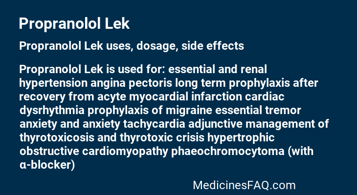 Propranolol Lek