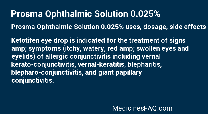 Prosma Ophthalmic Solution 0.025%