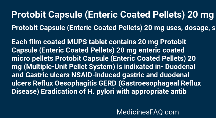 Protobit Capsule (Enteric Coated Pellets) 20 mg