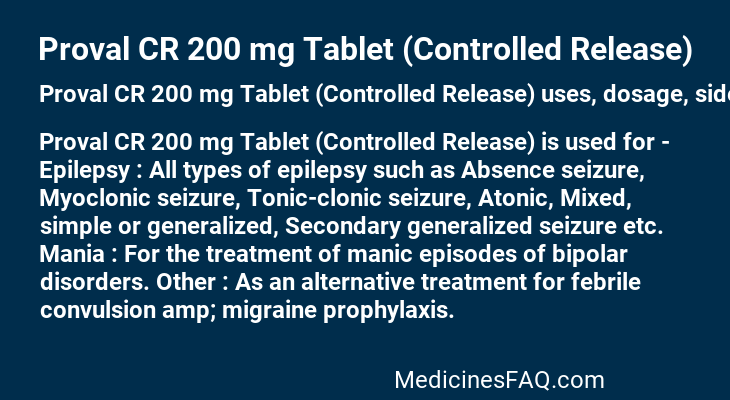 Proval CR 200 mg Tablet (Controlled Release)